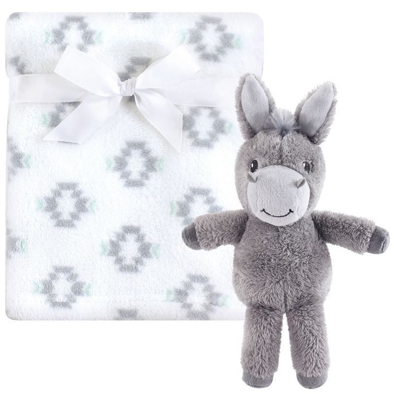 Hudson Baby Infant Plush Blanket with Toy, Snuggly Donkey, One Size, 1 of 3