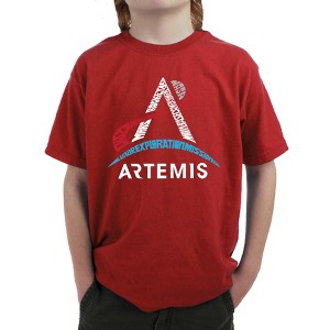 LA Pop Art NASA Artemis Logo - Boy's Word Art T-Shirt Red X Small - 1 of 4