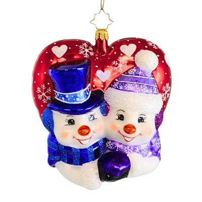 Christopher Radko Company 5.0 Inch A Frosty First Christmas Snowmen Couple Love Tree Ornaments