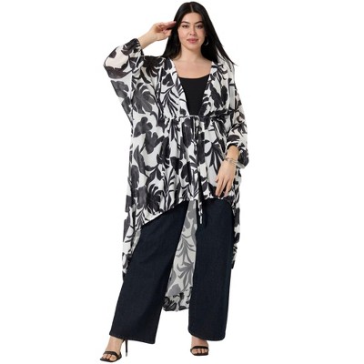 June + Vie by Roaman's Women's Plus Size Chiffon Duster