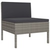 vidaXL 3 Piece Patio Lounge Set with Cushions Poly Rattan Gray - 4 of 4