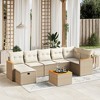 vidaXL 8 Piece Patio Sofa Set with Cushions Beige Poly Rattan - Beige and Cream Without Storage 7 Items - 2 of 4