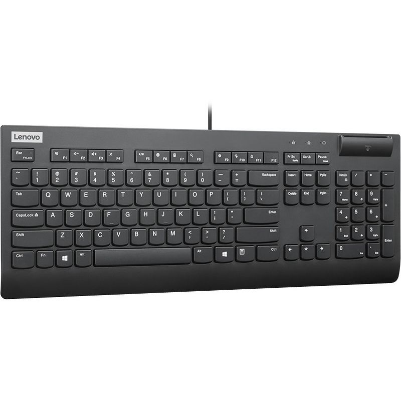 Lenovo Smartcard Wired Keyboard II-US English - Cable Connectivity - USB Interface - 105 Key - English (US) - PC, Windows - Plunger Keyswitch - Black, 3 of 7