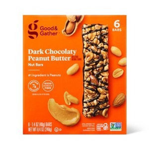 Dark Chocolaty Peanut Butter with Other Natural Flavors Nut Bars - 8.4oz/6ct - Good & Gather™ - 1 of 4