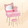 Karl Home Kids Cat Mirror Vanity Makeup Dressing Table with 7 pretend play accessories - 2 of 4