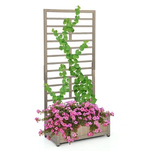 Costway 68in Wood Planter Box with Trellis Raised Garden Bed for Climbing Plants - 1 of 4
