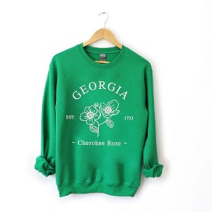 Simply Sage Market Women's Graphic Sweatshirt Embroidered Georgia Cherokee Rose - WHITE - 1 of 4