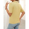 Coolmee Women Casual Lapel V Neck Cable Short Sleeve Knit Soft Pullover Sweater Tops - 4 of 4