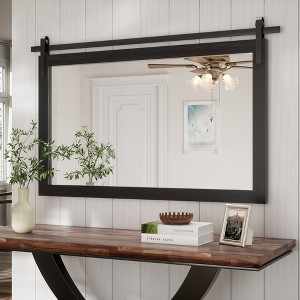 PAIHOME Wood Frame Wall Mirrors, Farmhouse Rectangle Vanity Mirror, Barn Door Bathroom Decorative Mirror - 1 of 4