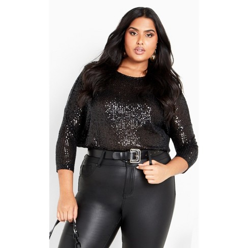 Roaman's Women's Plus Size Sequin Legging, 38/40 - Black : Target