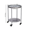 SEVOBAL Coffee Tables Round Mobile Table with Wheels Two-Tier Storage Metal Design for Living Room Bedroom, Silver, 19.09"*2.36"*22.83" - 3 of 4
