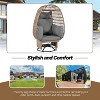 KTMBDW Outdoor Swivel Chair with Cushions, Rattan Egg Patio Chair with Rocking Function for Balcony, Poolside, Porch Deck, Garden - 4 of 4