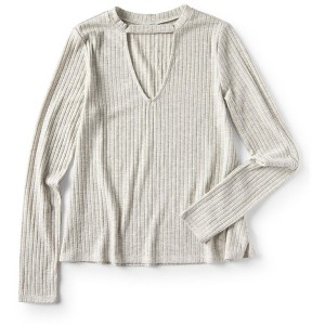 Aeropostale Womens Choker Pullover Blouse, Grey, X-Small - 1 of 1