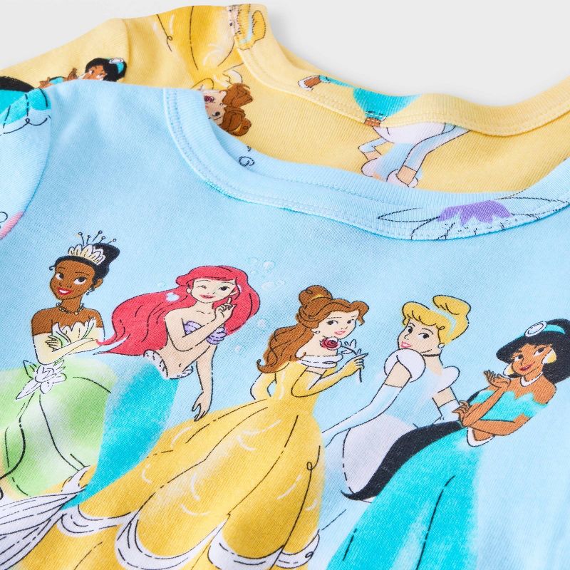 Toddler Girls&#39; 4pc Disney Princess Snug Fit Pajama Set - Blue, 3 of 4