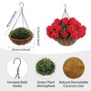 2 Set Artificial Outdoor Geraniums Flowers w/Hanging Basket, 2 Hanging Planters & 12 Pcs Red Geranium Flowers for Christmas Front Porch Garden Patio - 2 of 4