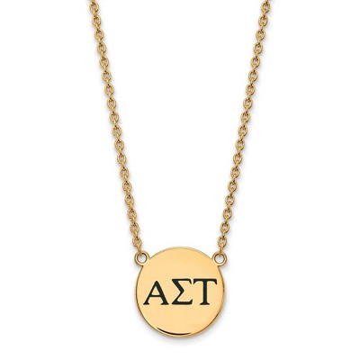 Black Bow Jewelry 14k Yellow Gold Plated Sterling Silver Alpha Sigma Tau Greek Life Necklace 18 Inch