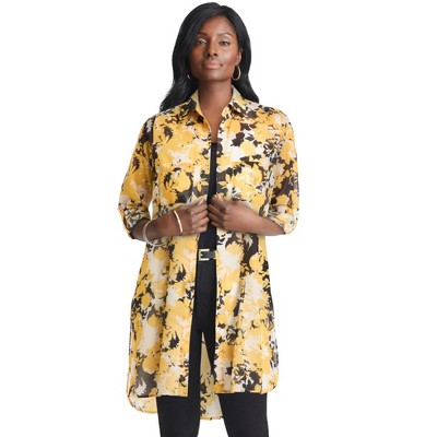Jessica London Women's Plus Size Sheer Georgette Mega Tunic