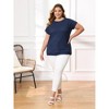 Women's Plus Size Hollow Boat Neck Raglan Sleeve Pointelle Knit Loose Casual Blouses - GRACE & GRANDEUR - 2 of 4