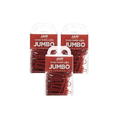 JAM Paper Jumbo Smooth Paper Clip Red 3/Pack 2183754B