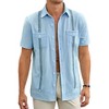 Mens Short Sleeve Cuban Guayabera Shirt Casual Summer Beach Button Down Shirts - 2 of 4
