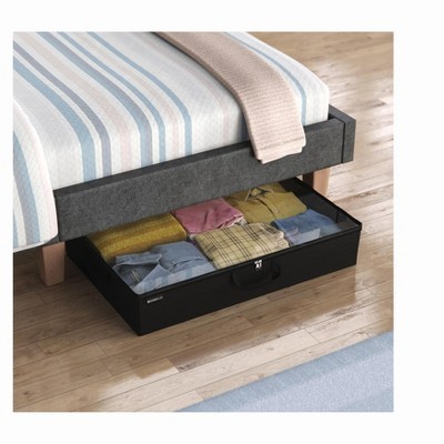 Charcoal Black Fabric Underbed Storage Organizer with Clear Window
