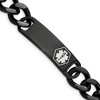 Chisel Stainless Steel Polished Black IP-plated with White Enamel Medical ID 8.25" Curb Chain Bracelet - 2 of 4