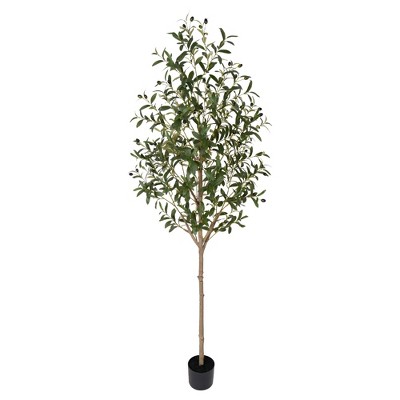 Tree City 6 Ft Artificial Olive Tree – Fake Floor Plant in Plastic Pot, Realistic Faux Greenery