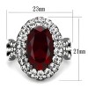 Slickblue Women’s Ring with Siam Synthetic Glass and Clear Stones, Light Black Finish, Oval Halo Style, Sizes 5-7 - 2 of 4