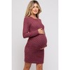 PinkBlush Burgundy Soft Brushed Knit Long Sleeve Maternity Dress - 2 of 4