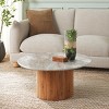 Augsburg Marble Coffee Table - COF2900A-2BX - Off White/Walnut - Safavieh - 2 of 4