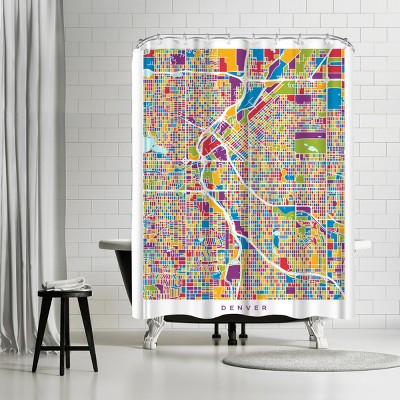 Americanflat 71 x 74 Shower Curtain, Las Vegas City Street Map New 2 by  Michael Tompsett - Art Pause