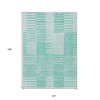 Teal Blue Aqua And Ivory Striped Washable Indoor Outdoor Area Rug - 3 of 4