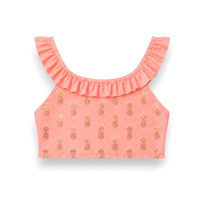 XOXO Big Girls' 2-Piece Ruffle & Side-Tie Details Bikini Swim Set, Coral/Foil Pineapples, 8/10 — фото 2