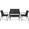 Tangkula 4PCS Black Furniture Set Chairs Coffee Table Patio Garden Brand New - 2 of 4