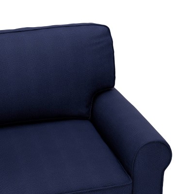 Navy Blue 73" Plush Rolled Arm Sofa with Wood Frame and Pillow Back