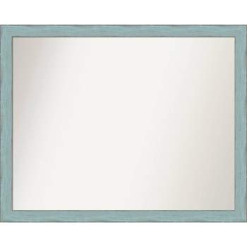 30" x 24" Non-Beveled Sky Blue Rustic Wood Wall Mirror - Amanti Art
