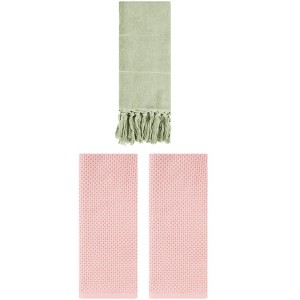 REGALWOVEN 3 Packs Cotton Soft Absorbent Tassels and Waffle Hand Towel - 1 of 4