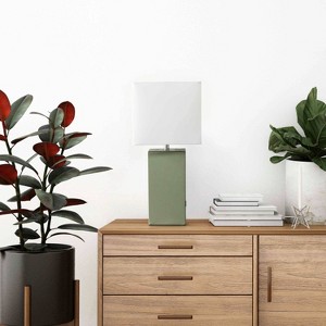Modern Leather Table Lamp with USB and Fabric Shade - Elegant Designs - 1 of 4