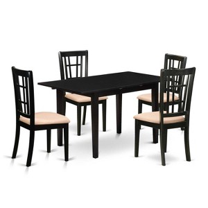 5-Piece Black Finish Solid Wood Top - Rectangular Dining Room Set  - Seats 4 - 1 of 4