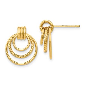 Black Bow Jewelry Polished and Twisted Triple Circle Post Earrings in 14k Yellow Gold - 1 of 4