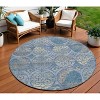Navy Blue And Sky Blue Trellis Washable Indoor Outdoor Area Rug - 2 of 4