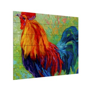 Trademark Fine Art -Marion Rose 'Band Of Gold Rooster' Wood Slat Art - 1 of 4