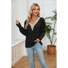 Women's Pullover Ribbed Knit Sweater Crochet V Neck Long Sleeve Sweatshirt - 2 of 3