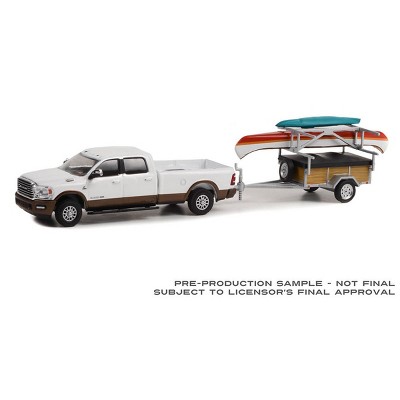 Greenlight Collectibles 1/64 2022 Ram 2500 Longhorn Pickup Truck with Canoe Trailer Hitch & Tow Series 26 32260-D