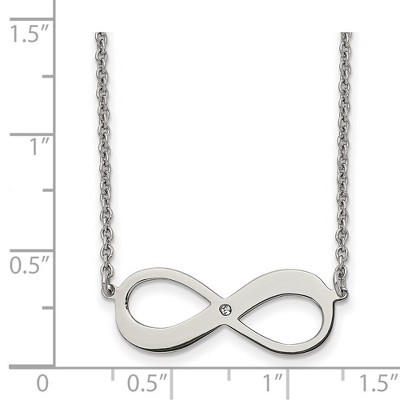 Chisel Stainless Steel Infinity Symbol with Cubic Zirconia on a 16.5" Cable Chain Necklace with a 2" Ext.