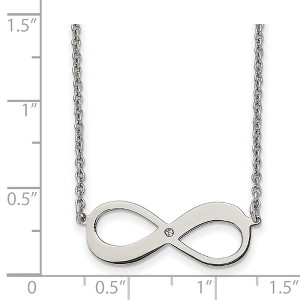 Chisel Stainless Steel Infinity Symbol with Cubic Zirconia on a 16.5" Cable Chain Necklace with a 2" Ext. - 1 of 2