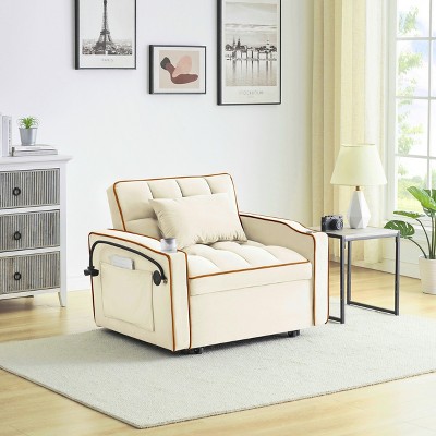 Airsurfer Versatile Foldable Velvet Sofa Bed, 3 Lengths Adjustable, with USB Port, Ashtray & Swivel Phone Stand