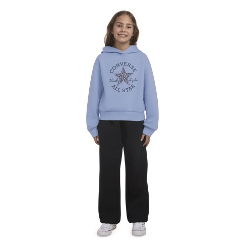 Converse Girls Knit Hoodie Pullover Sweatshirt Blue 4 Target