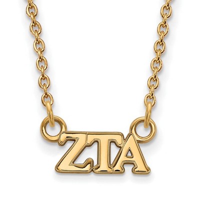 Black Bow Jewelry 14k Yellow Gold Plated Sterling Silver Zeta Tau Alpha Greek Life Necklace 18 Inch