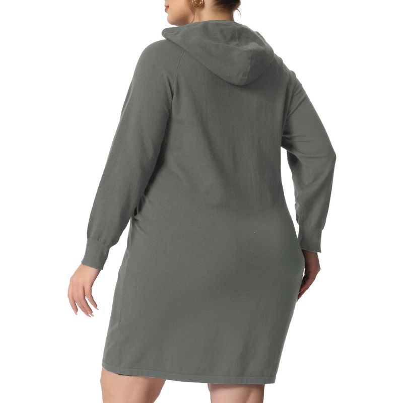 Agnes Orinda Women's Plus Size Fall Rib Knit Pullover Sweater Fashion  Long Sleeve Hooded Bodycon Dress, 4 of 6